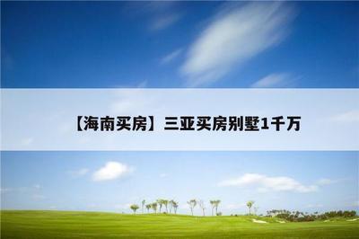 三亞一千萬能買房嗎
